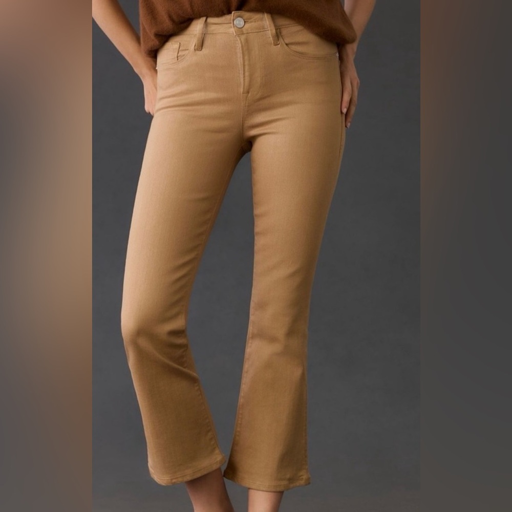 Frame Denim Cropped Flare Pants in Camel